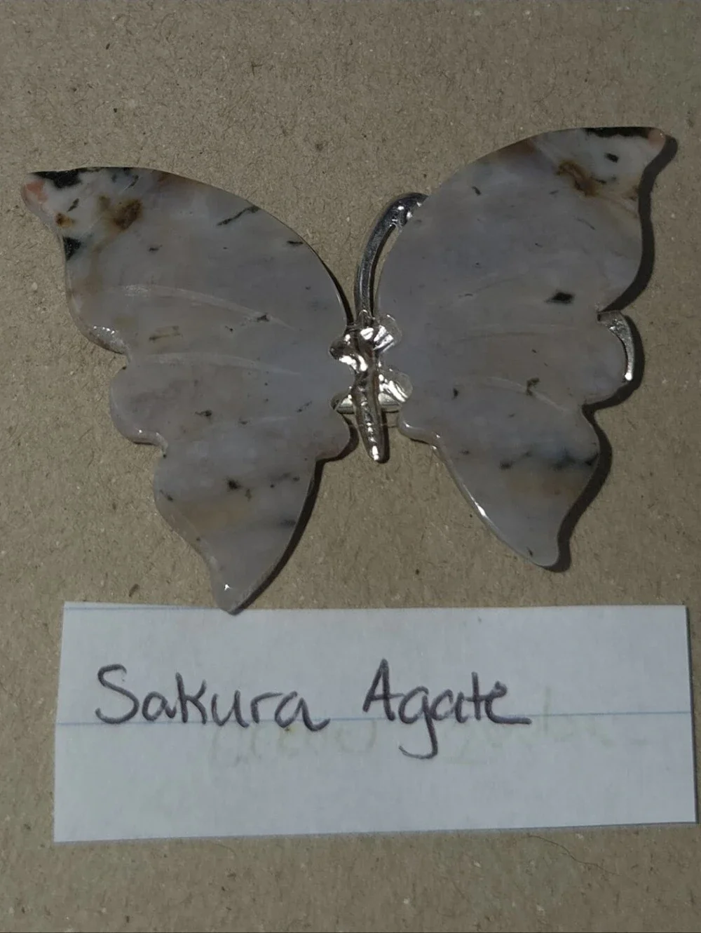 Sakura Agate/Flower Agate/Cherry Blossom Agate Butterfly Clip-Brooch-Hair Access